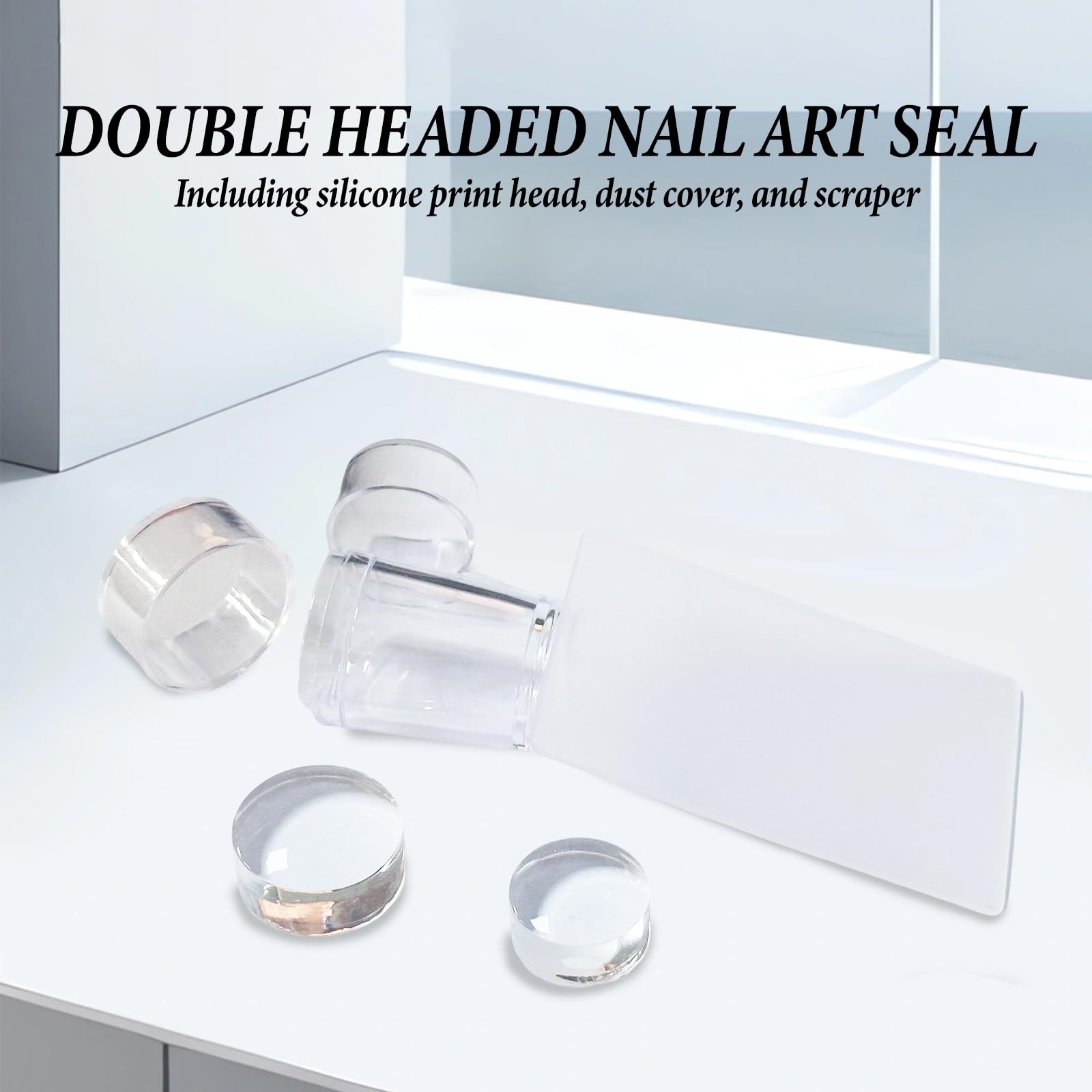 French Tip Tool Nail Stamper,Silicone Nail Design Tools with Scraper