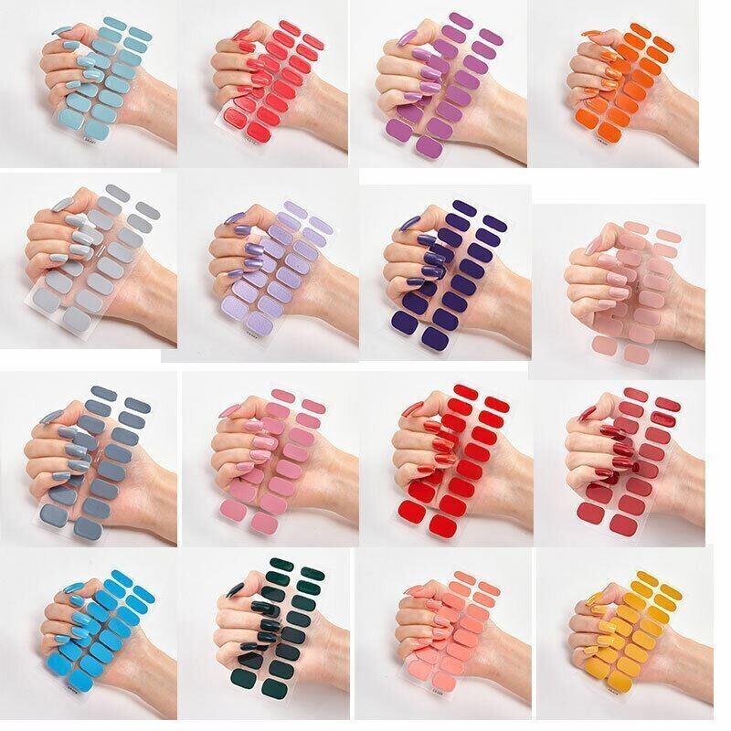 Full Size Nail Wraps Stickers Polish Manicure Art Self Stick Decor 3D Strips USA