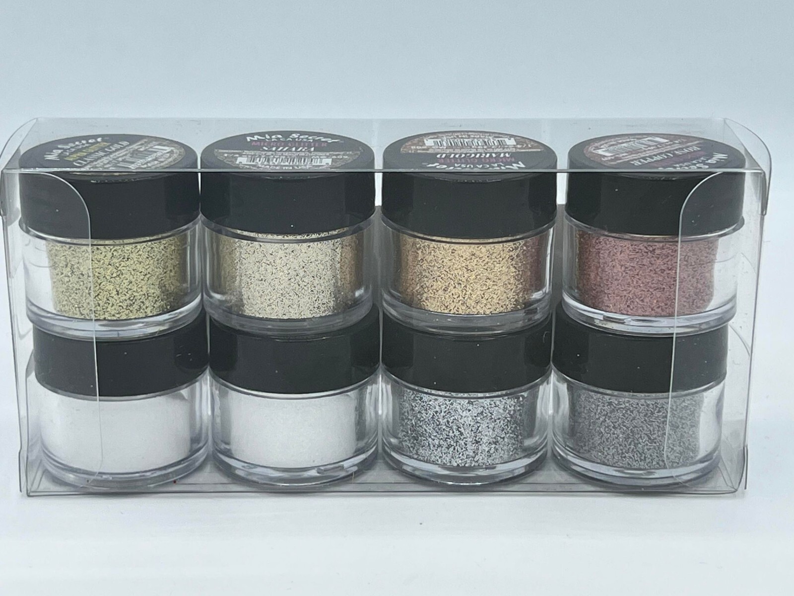 MIA SECRET MICRO & ALPHA GLITTER Collection 8 jars of 1/4 oz each