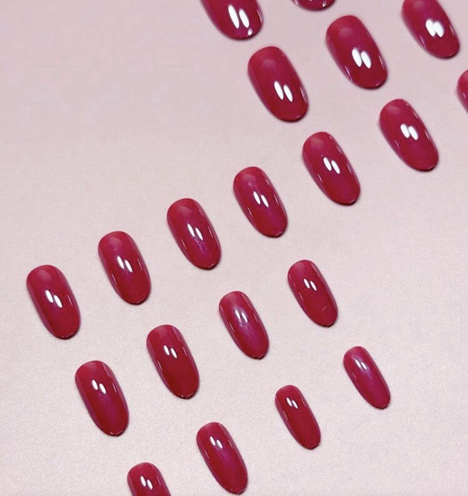 Bright Pink Fuchsia Metallic Almond Nail Kit | 24-Piece Press-On Nails | New