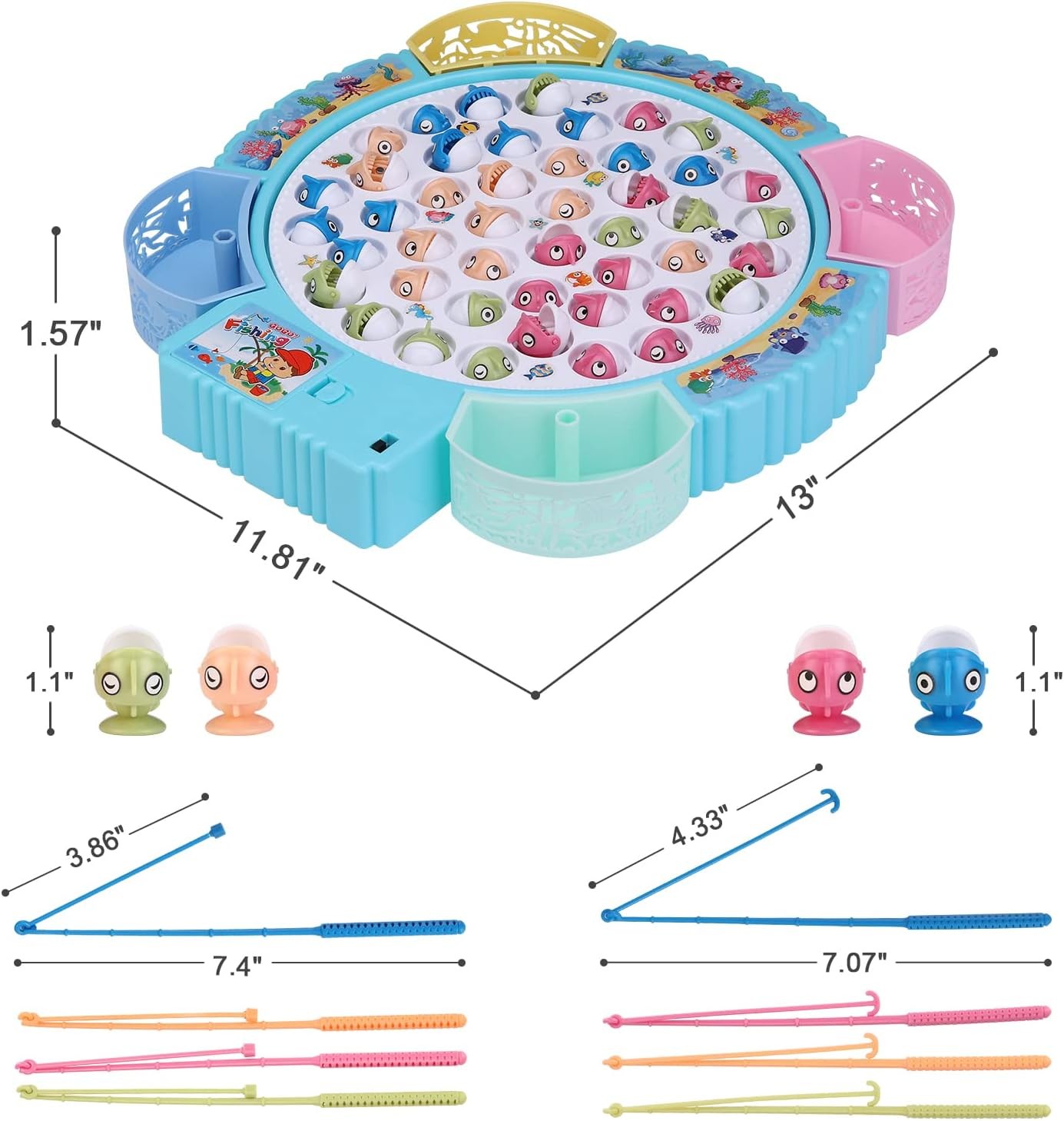 Magnetic Fishing Game Toys, Rotating Board with Music Including 45…