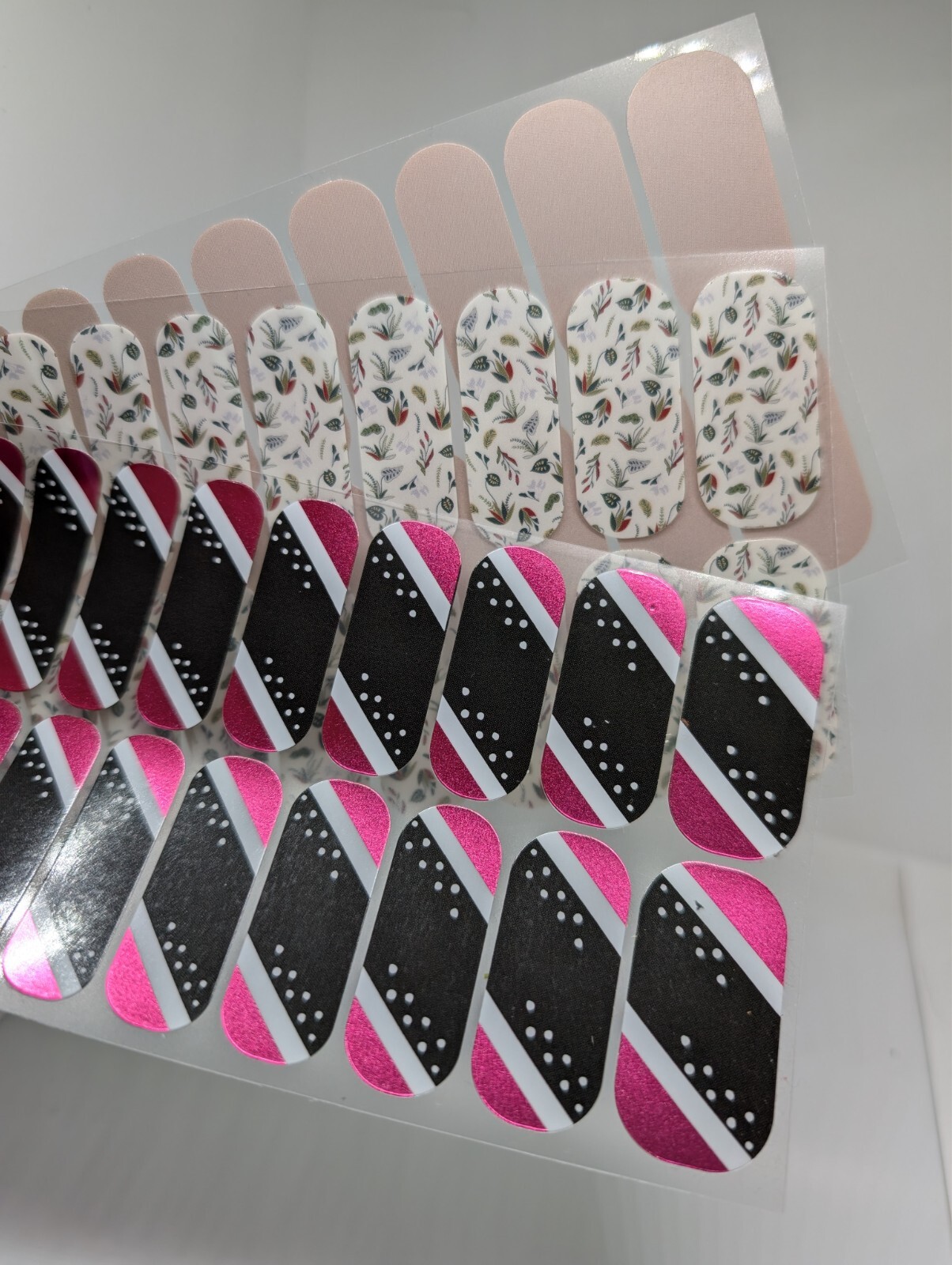 Jamberry Nail Wraps Full Sheets – Black Pink Green Neutral Florals Lot of 5