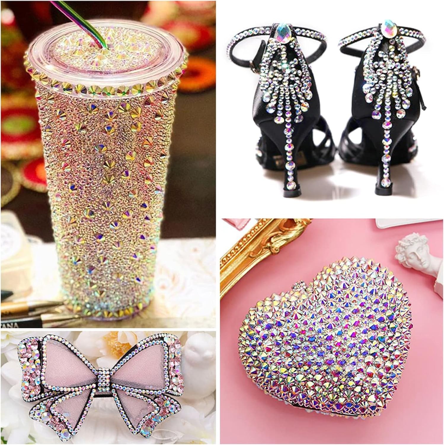 3200PCS Nail Art Rhinestones, Crystal Clear Flatback Rhinestones for Nails, Craf