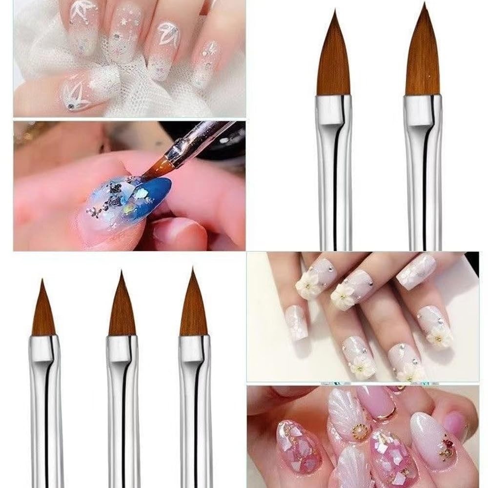 14-Piece Nail Art Brush Set – Mixed Black & Blue – Gel, Detail, Builder Brushes