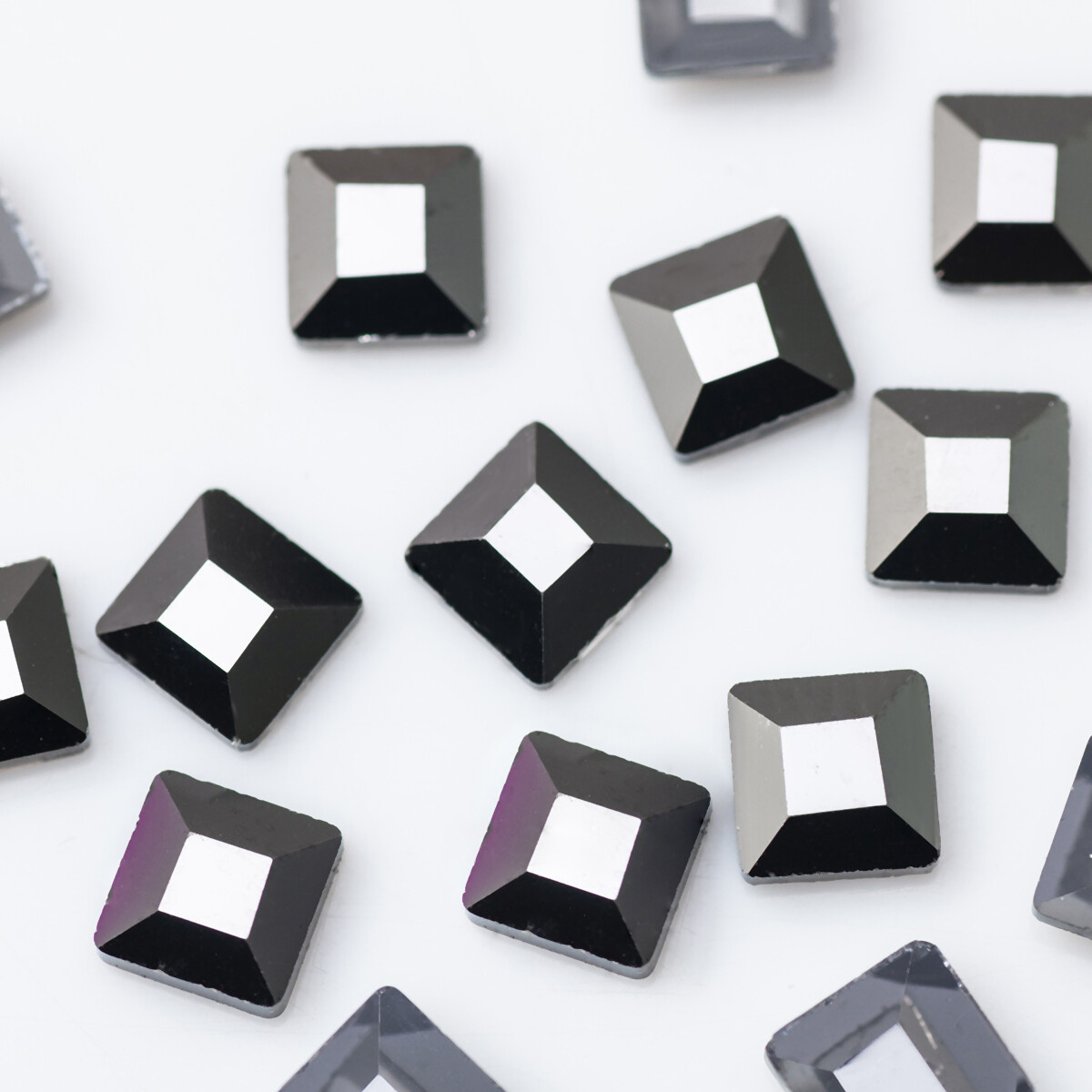 Flat Top Square Mix Colors Non Hotfix Flat Back Nail art Glass Beads Shiny Gem