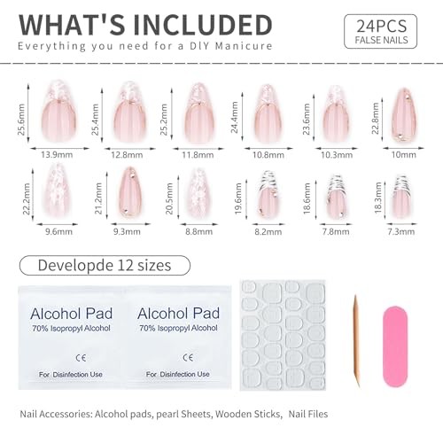 Black A33 Almond French Tip Press On Nails – Nude Pink Gold Line Lace Design