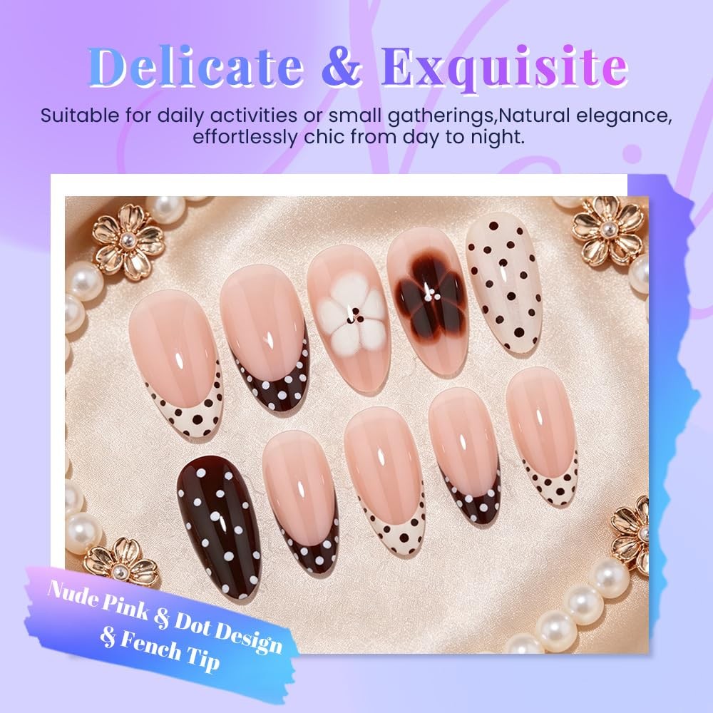 evpct Short Almond Nude Pink French Tip Nails