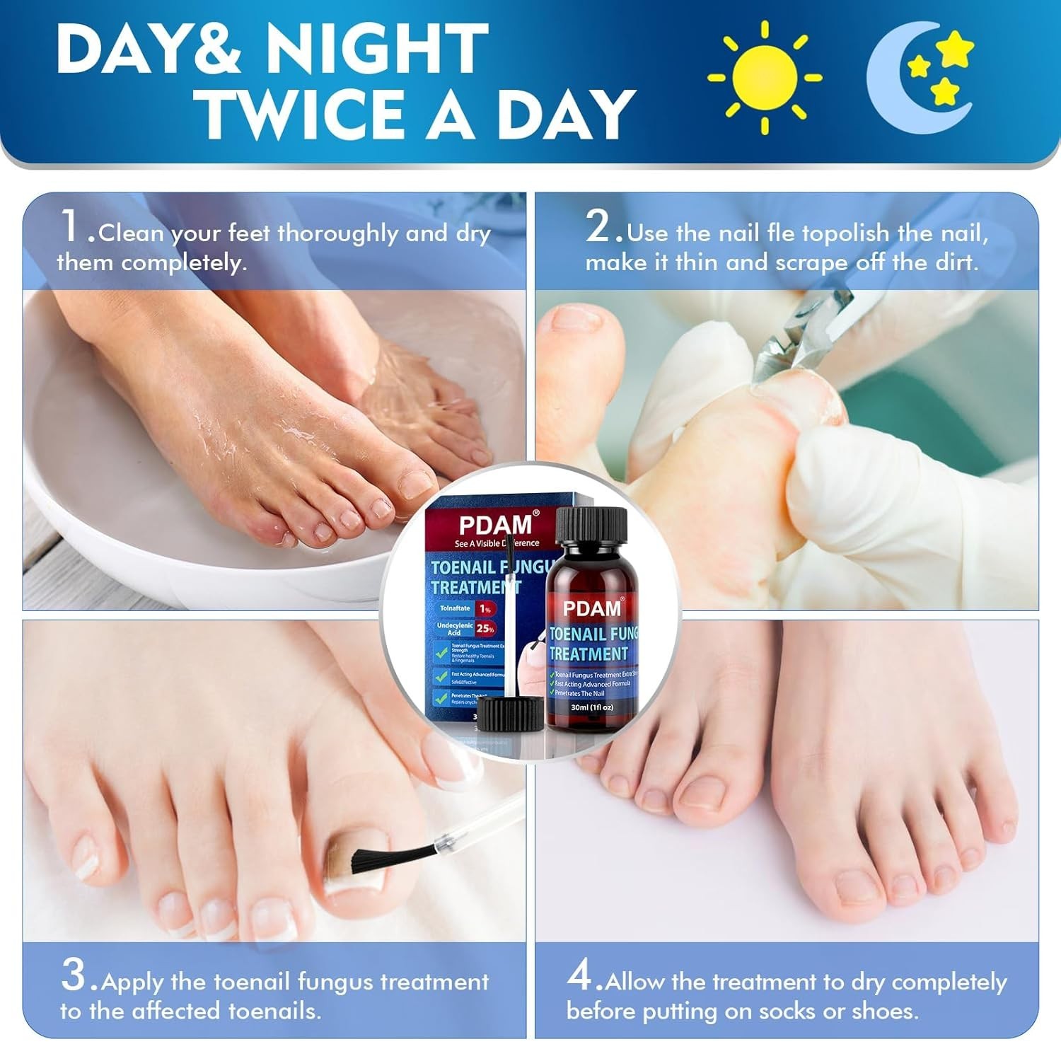 PDAM Toenail Fungus Treatment Extra Strength 1 Fl Oz/30ml 7 DAYS REMEDY Fast-Act
