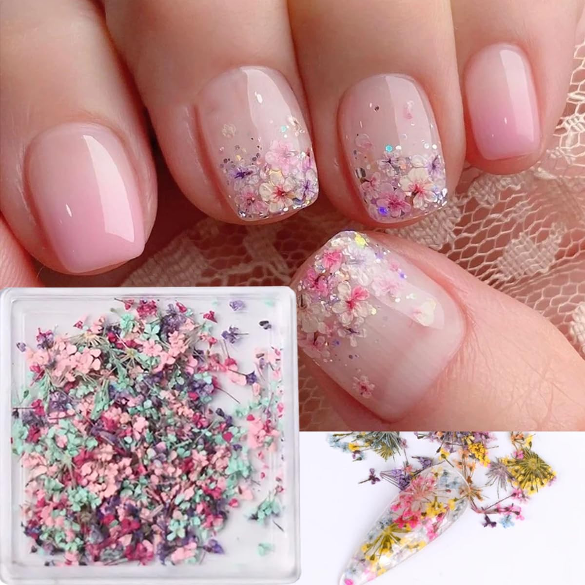 3D Dried Flowers for Nails Spring Flower Nail Art Stickers 1Box Style-04