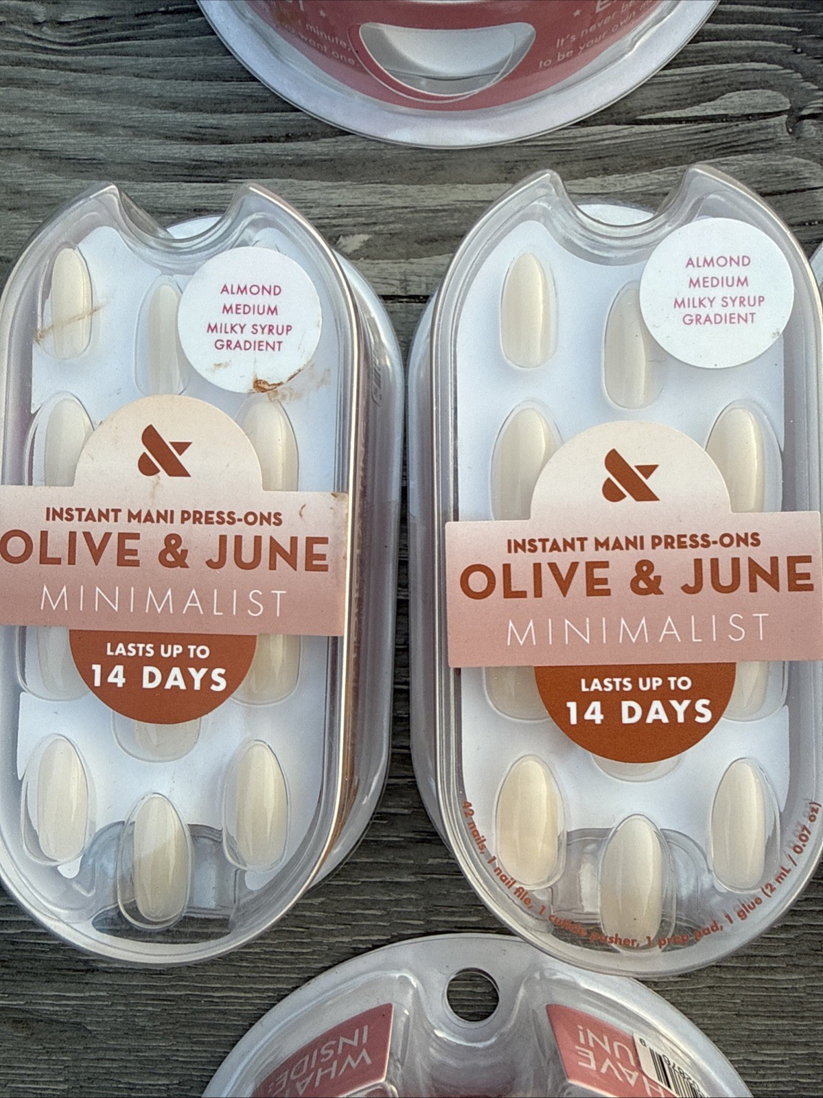 Lot of 8 Olive & June Press-On Nails Mixed Styles Minimalist Almond Medium