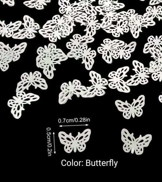 Lot 3 Styles 30 Pcs Silver Butterflies Gold Hearts Silver Hearts Nail Art Charms