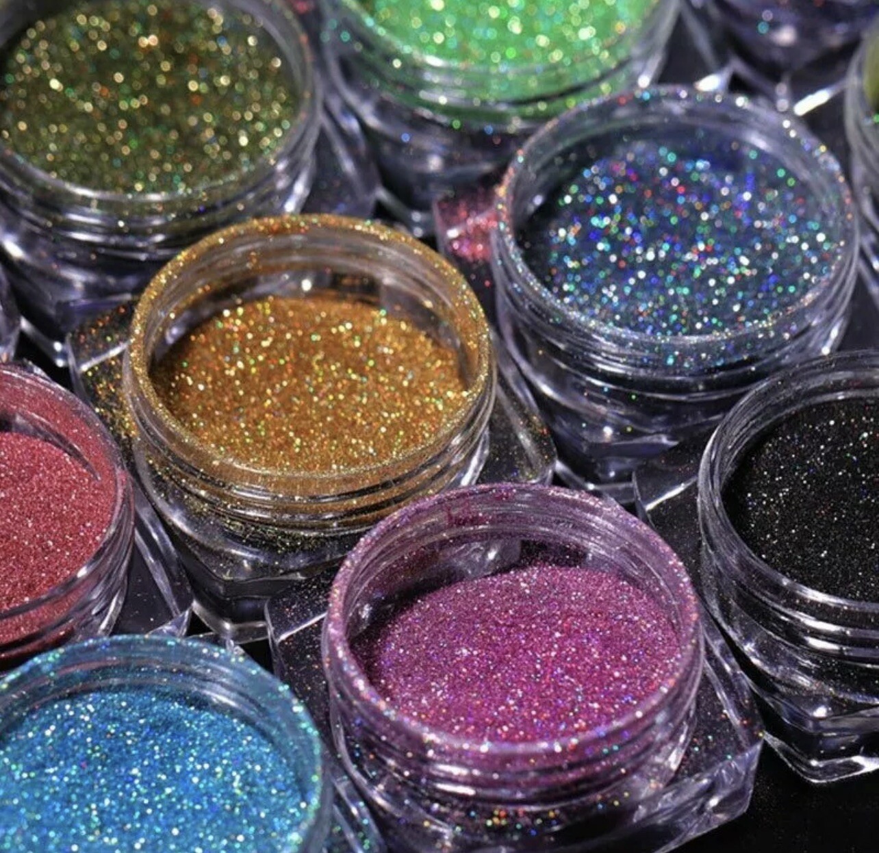 Solvent Resistant Holographic Yellow Gold Epoxy Resin Nail Art Tumbler 1oz 0.1mm