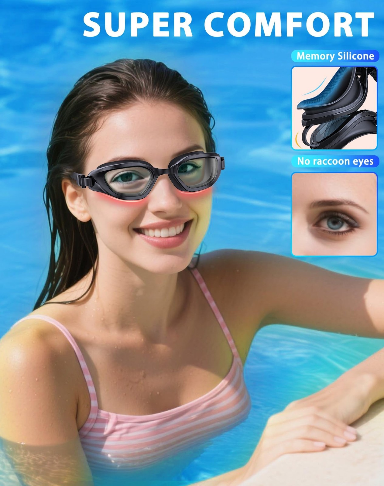 Swim Goggles, Unisex Adult Swimming Goggles Anti Fog Anti UV No Lea… Fast Ship