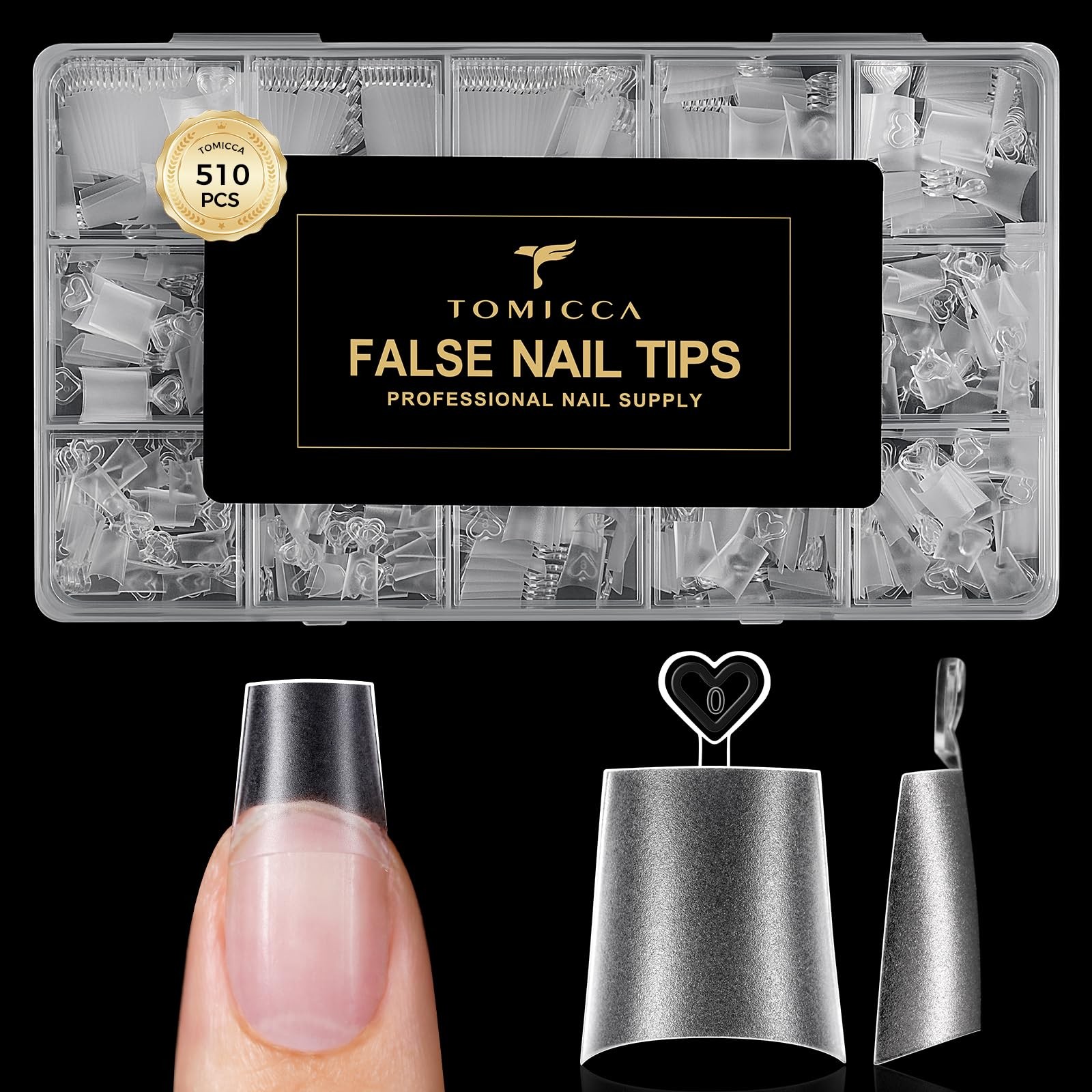 TOMICCA Short Coffin Nail Tip 510pcs Half Cover Nail Tips, 12 Sizes Full Matt…