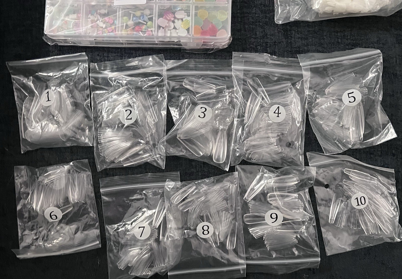 Lot Random Clear False Fake Press On Toe & Finger Nail Assortment & NAIL CHARMS