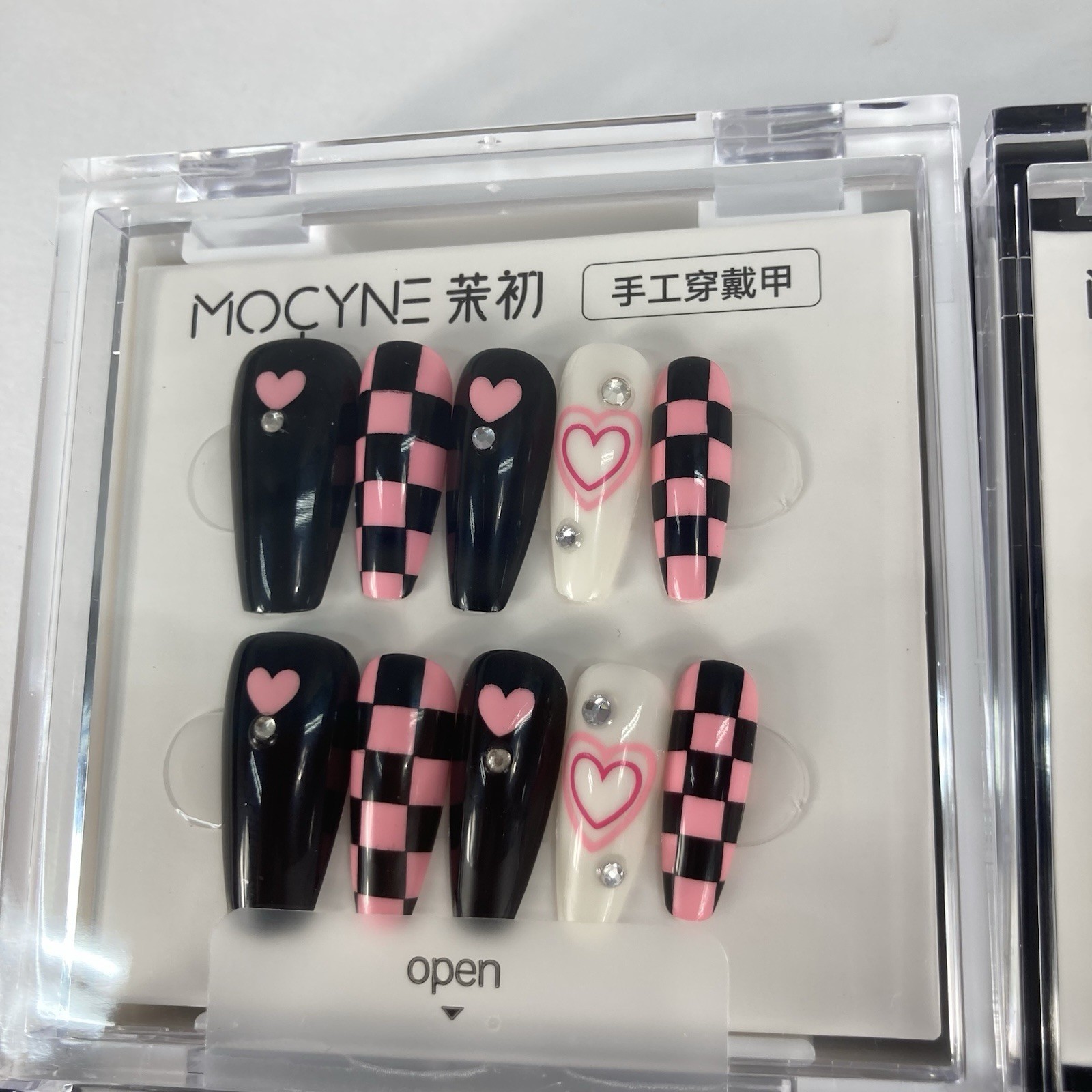 Lot of 4 Press On Nail Sets MOCYNE Heart French Ombre Neutral Glam Nails Green