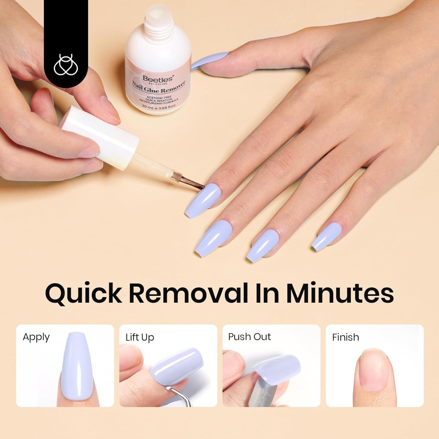 Beetles Solid Nail Glue Gel with 20ml Nail Glue Remover Set 15g for Press On …