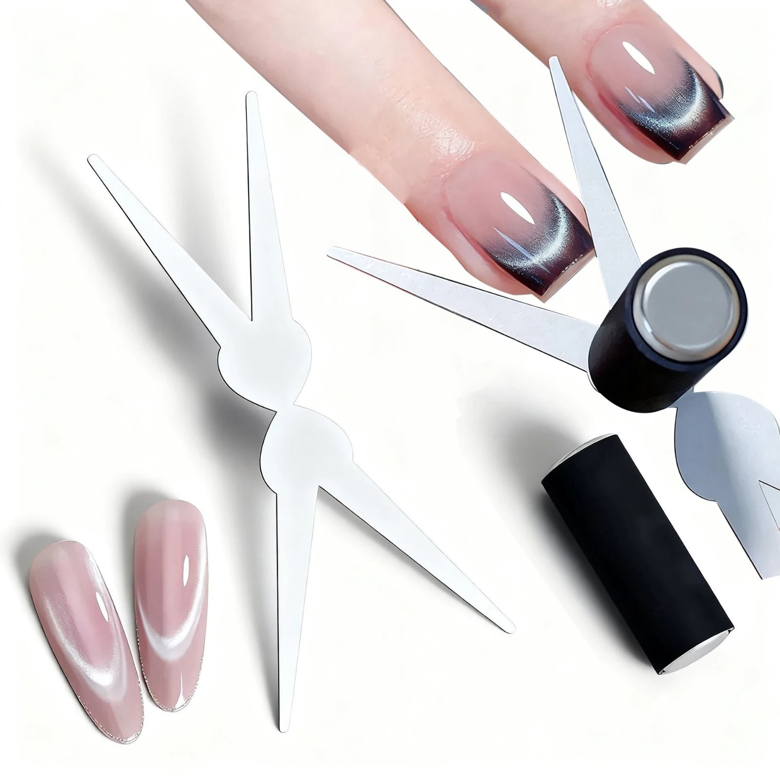 Double-Head Cat Eye Nail Art Magnet Set – V-Shaped Gel Polish DIY Tool