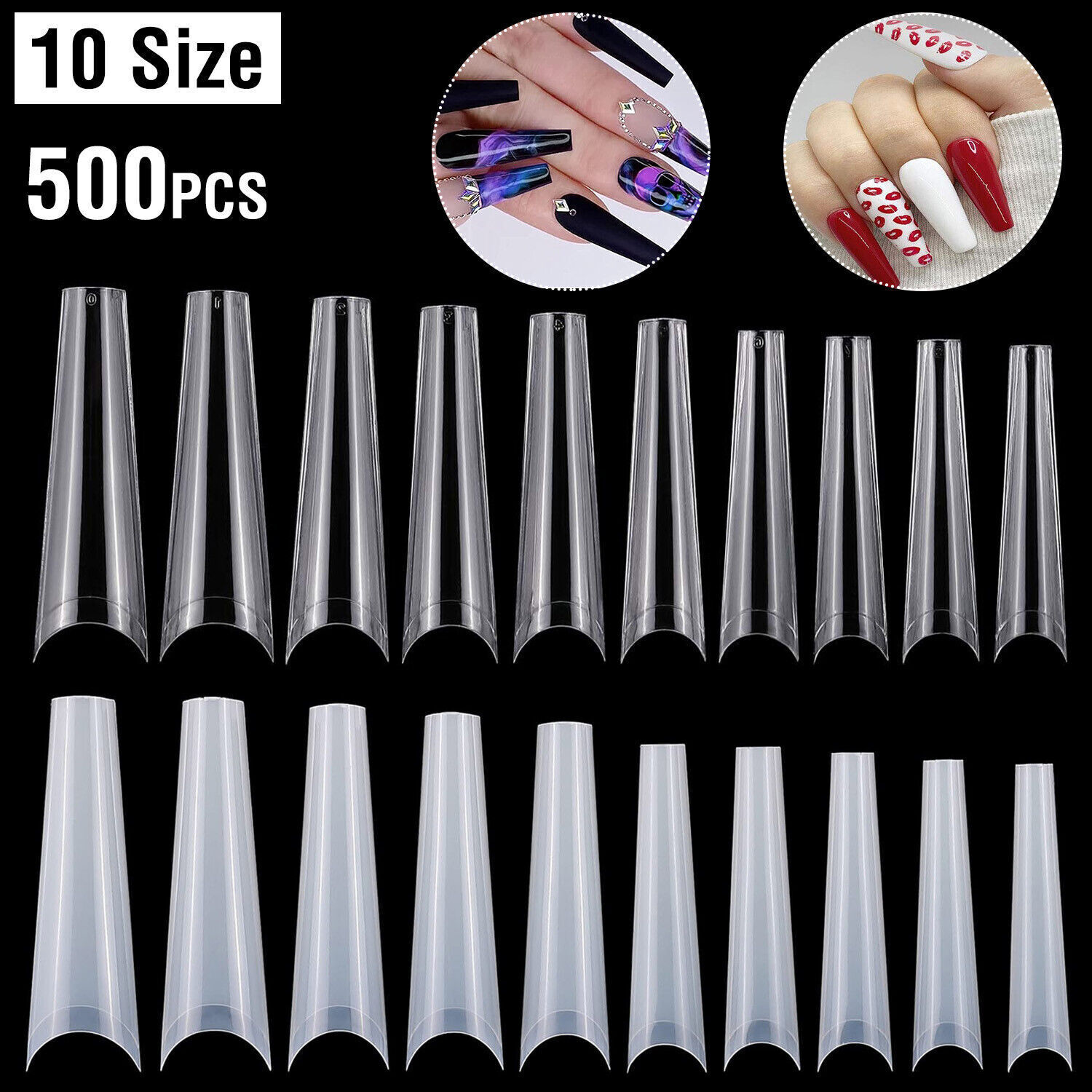 500Pcs Nail Tips C Curve Half Cover French Nails Fake Finger Nails for Nail Art