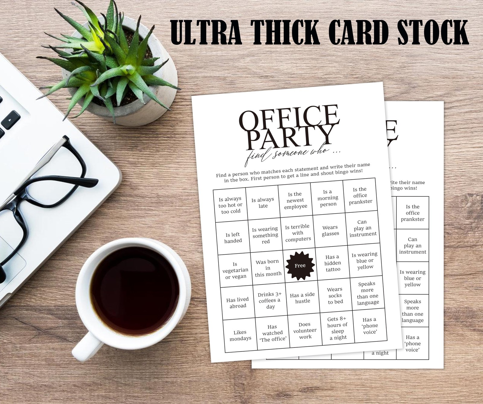 Tuyashua Office Party Find Someone Who Games, Work 5×7 inches, Multicolored