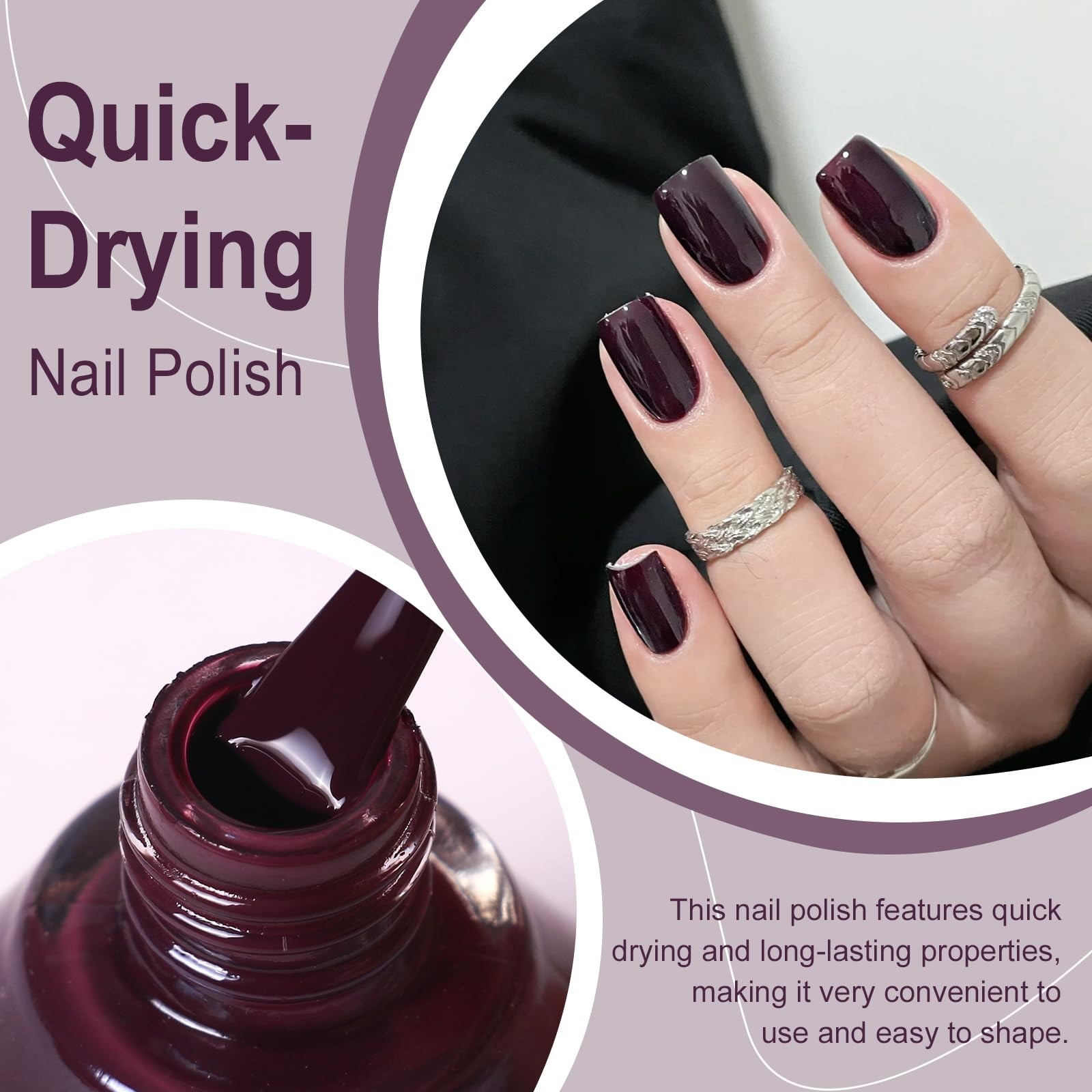 Major Dijit Deep Plum Quick Dry Regular Nail Polish – Nail Art Lacquer, 0.41 …