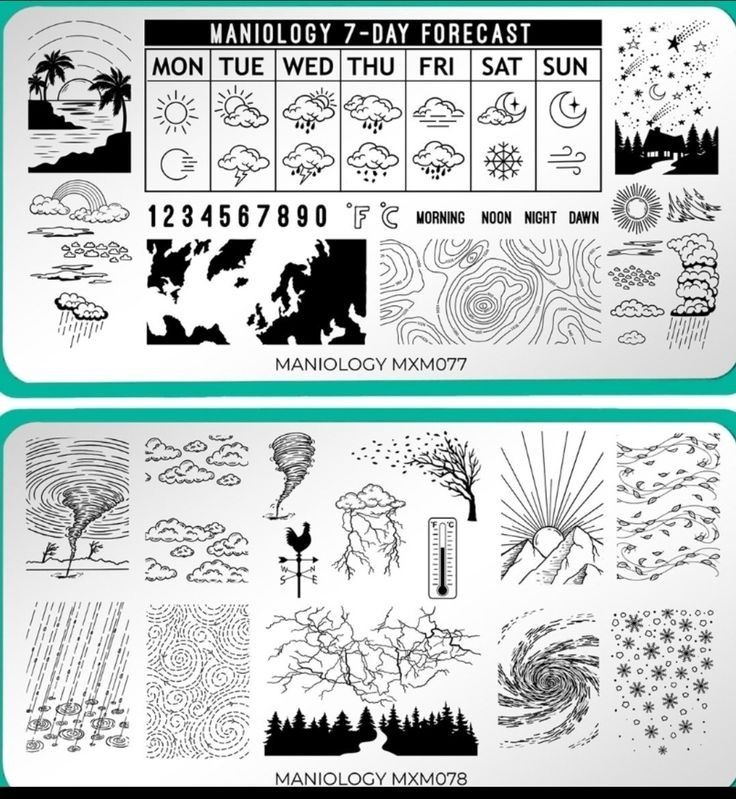 Maniology Mani X Me Nail Stamping Plates Set MXM077 MXM078 Weather