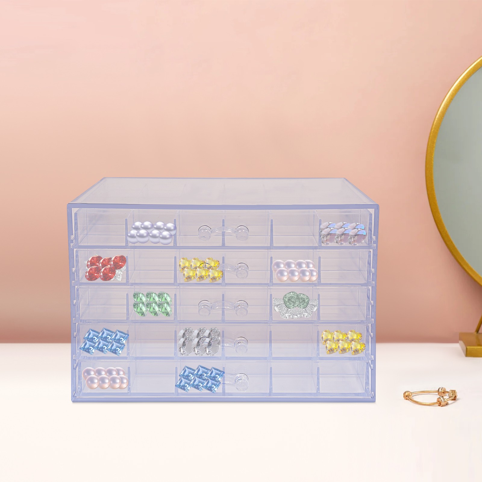 Rectangular 120 Grids Nail Art Storage Display Tray Box Acrylic Nail Art Tool