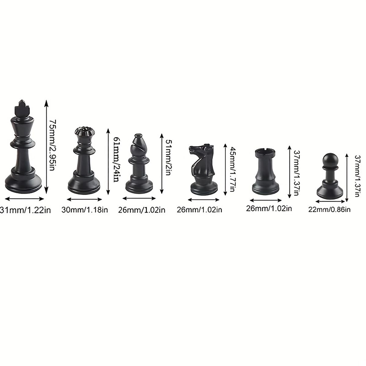 32 Plastic Chess Pieces Set – Black & White 2.95 inches, &