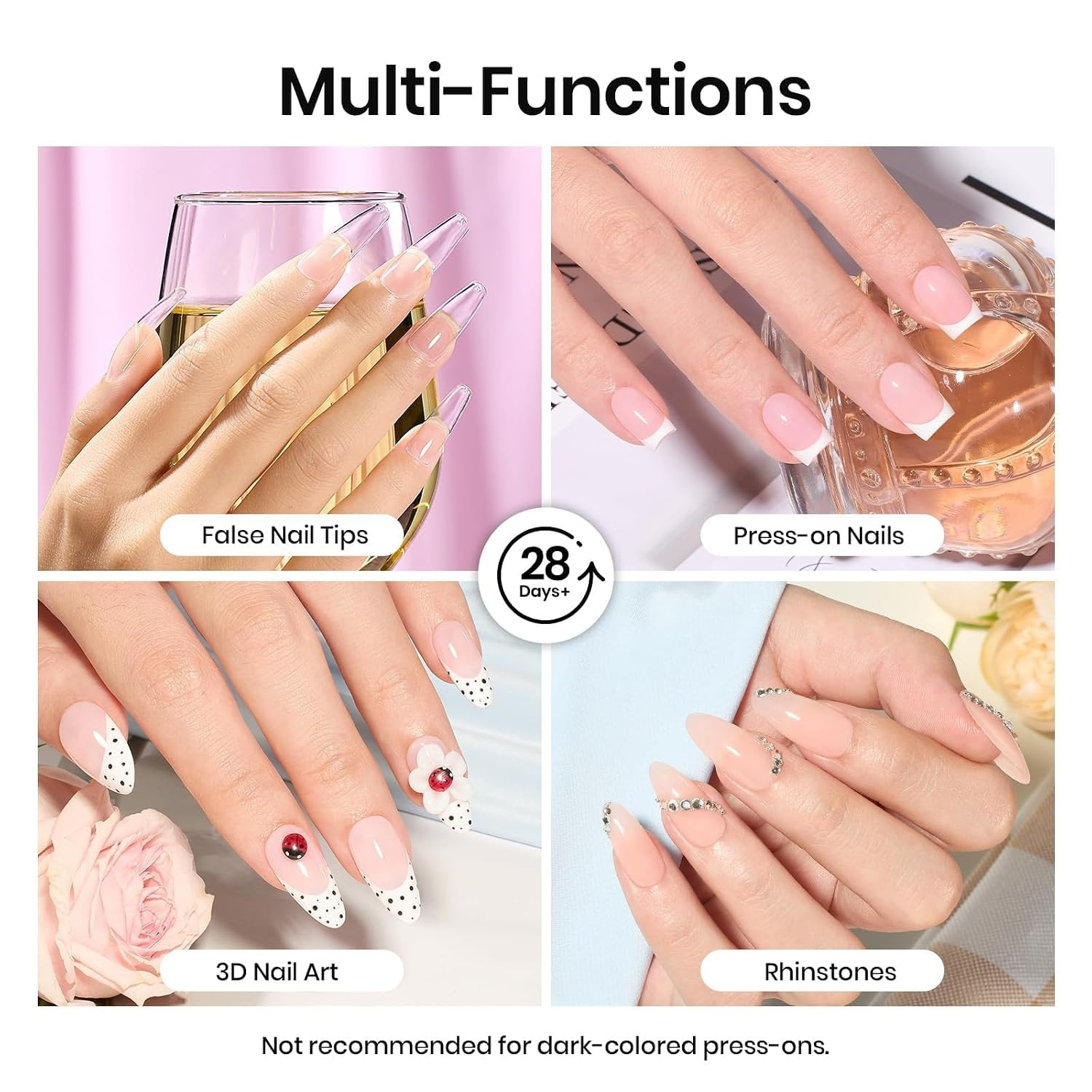 Beetles 30G Solid Nail Glue Gel for Nail Tips Clear Press on Nails | Beginner-Fr