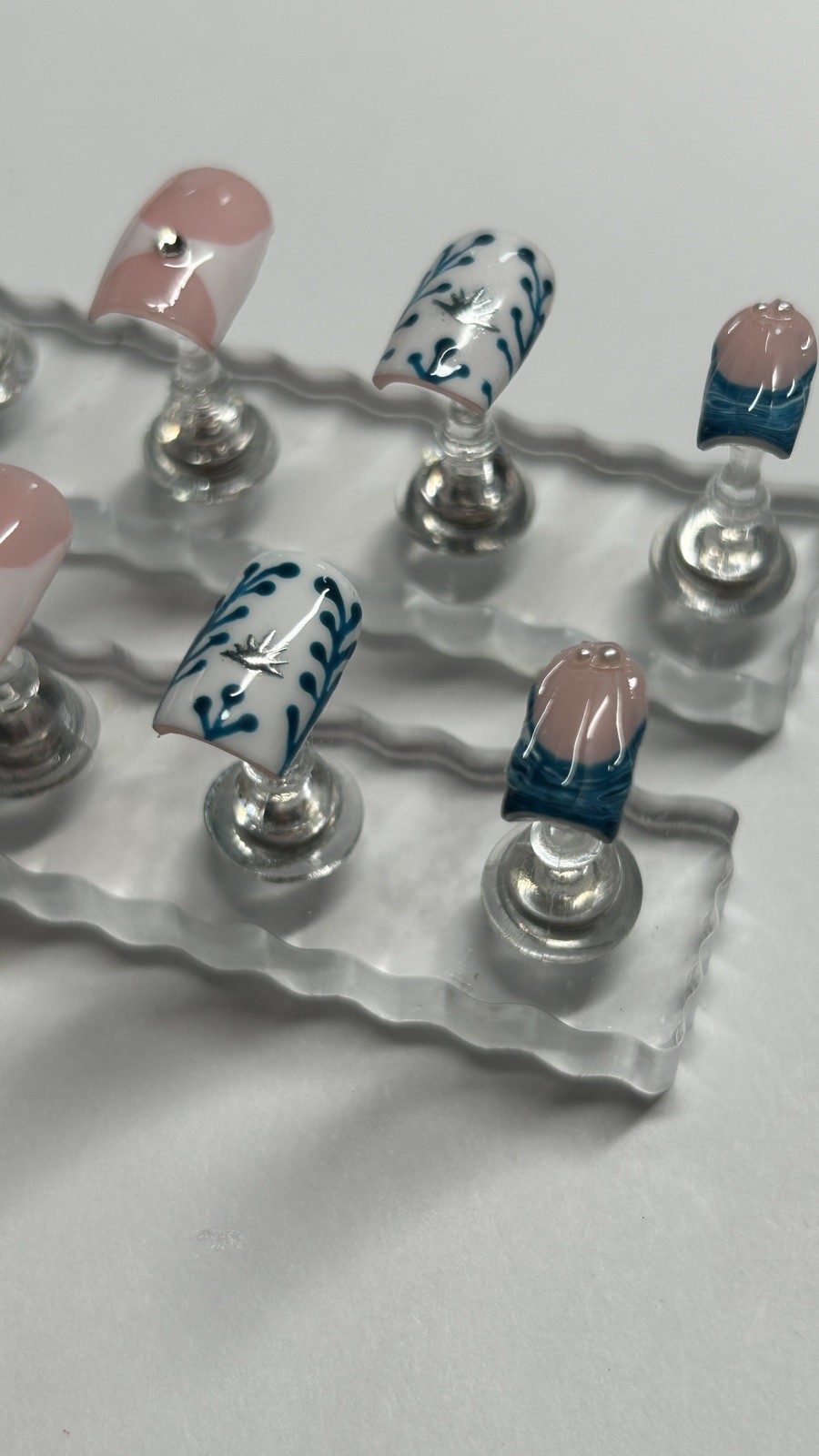 Blue Press-On Nails Short Square Mexico Beach Inspired