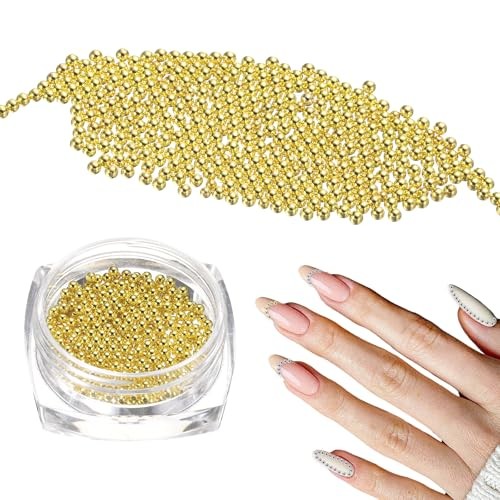 Nail Art Beads 0.06″ (1.5mm) Mini Metal 3D Caviar 1.5mm / 0.06″ Gold Tone