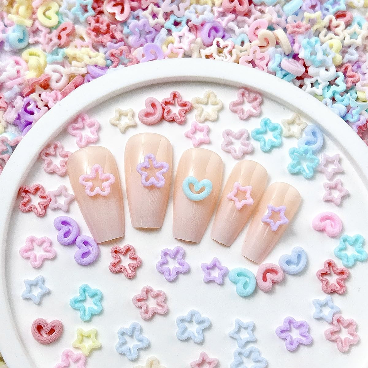 200Pcs Pink Red Nail Charms Kit 3D Flower Bow Heart Flatback Pearls Mixed Shape