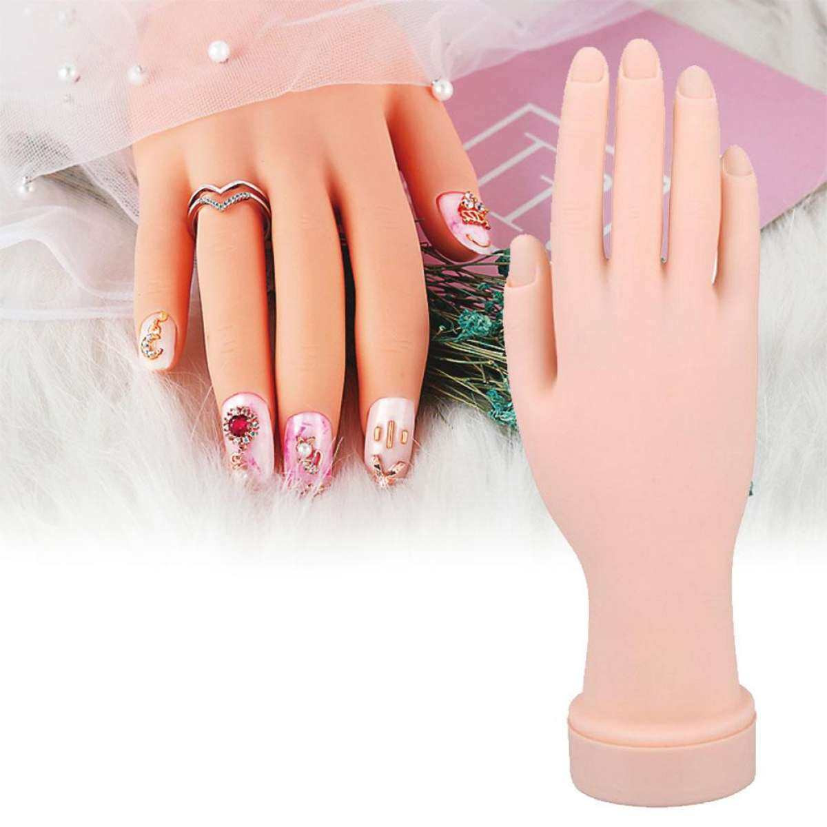 Training Hand Nail Art Flexible Movable Fake Hand Manicure Practice Tools Gifts