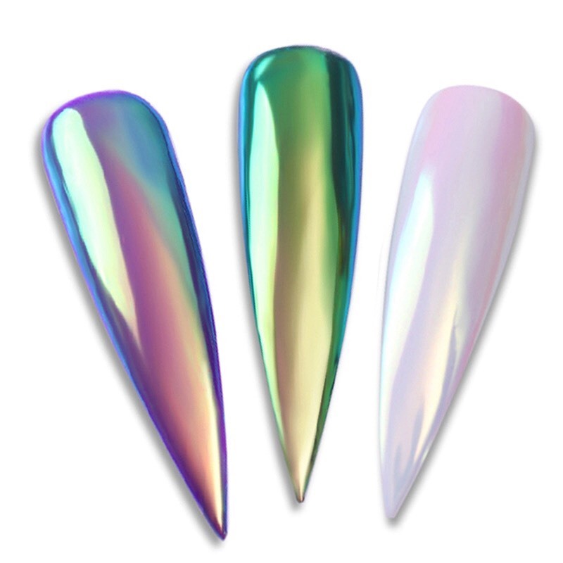 Rainbow Nail Chrome Powder Aurora Effect Mirror Unicorn Shiny Iridescent Pigment