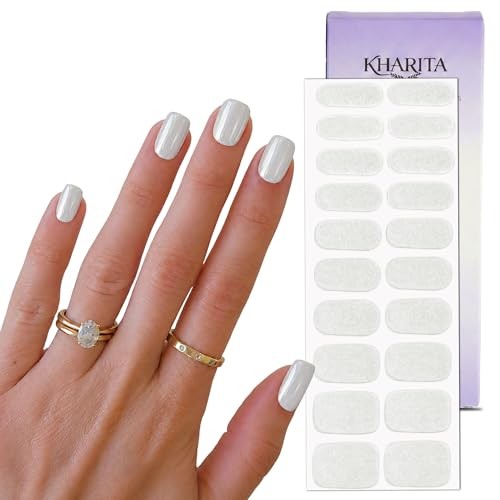 Semi Cured Gel Nail Strips Hema-Free Chrome Glitter Milky White | Real Gel