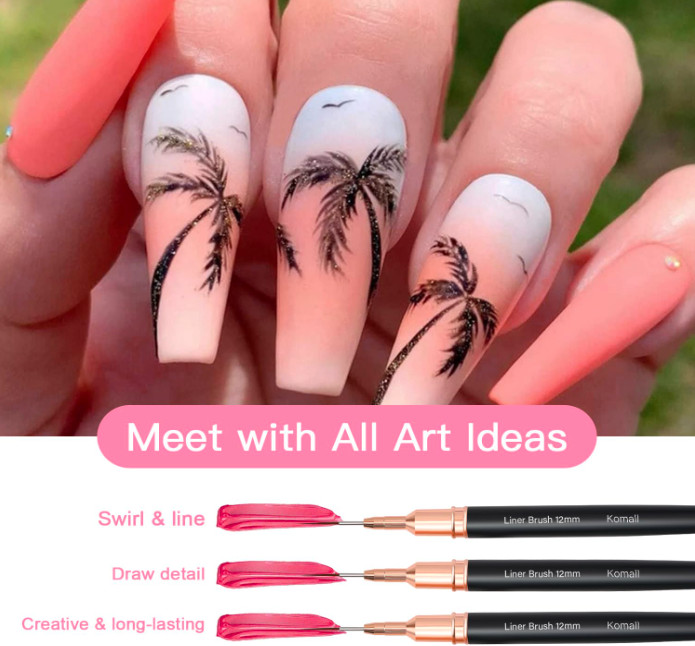 5PCS Metallic Nail Art Liner Brushes Set – Fine Detail, Thin Line and DIY Design