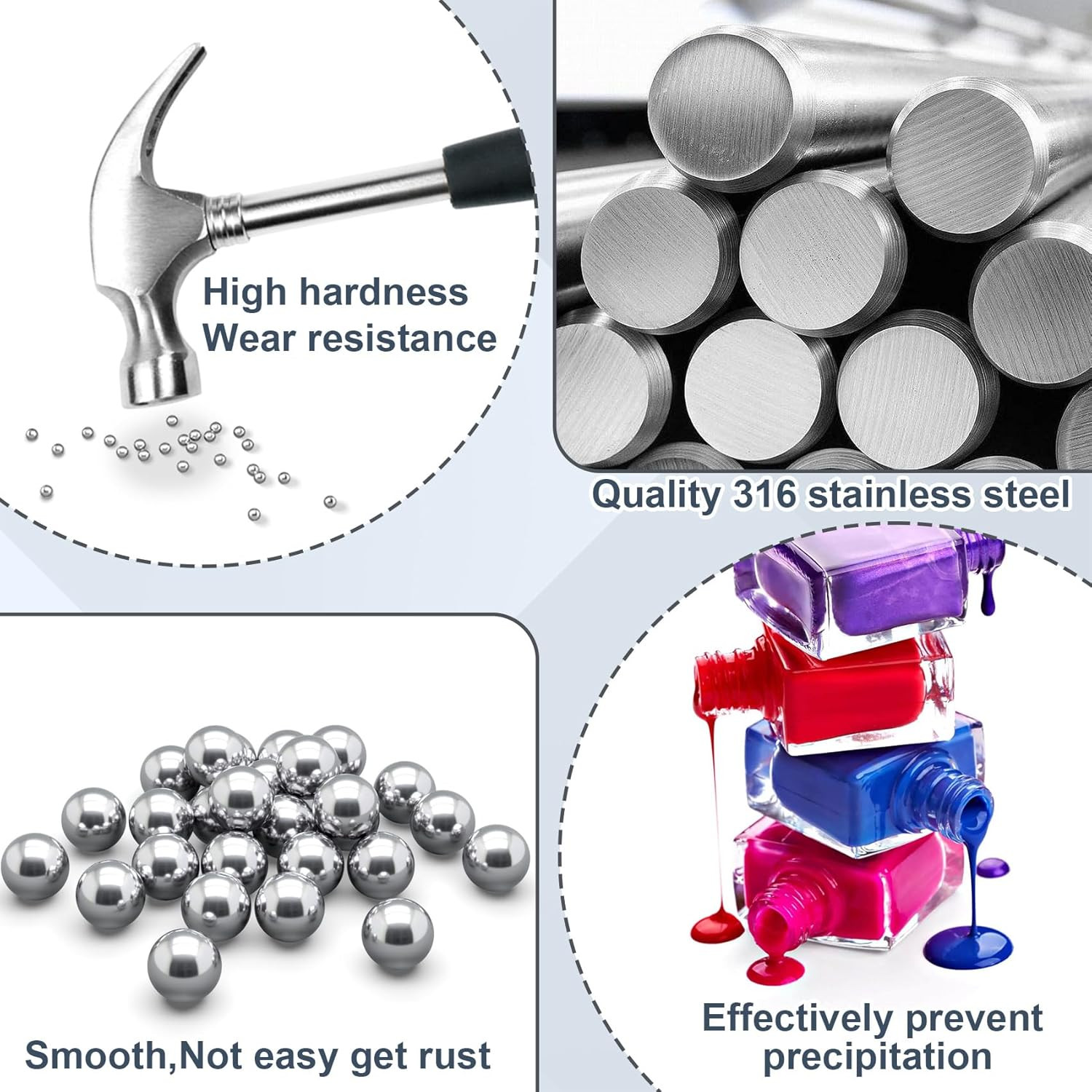 400 PCS Paint Mixing Balls, 316 Stainless Steel Ball for Mixing Paint