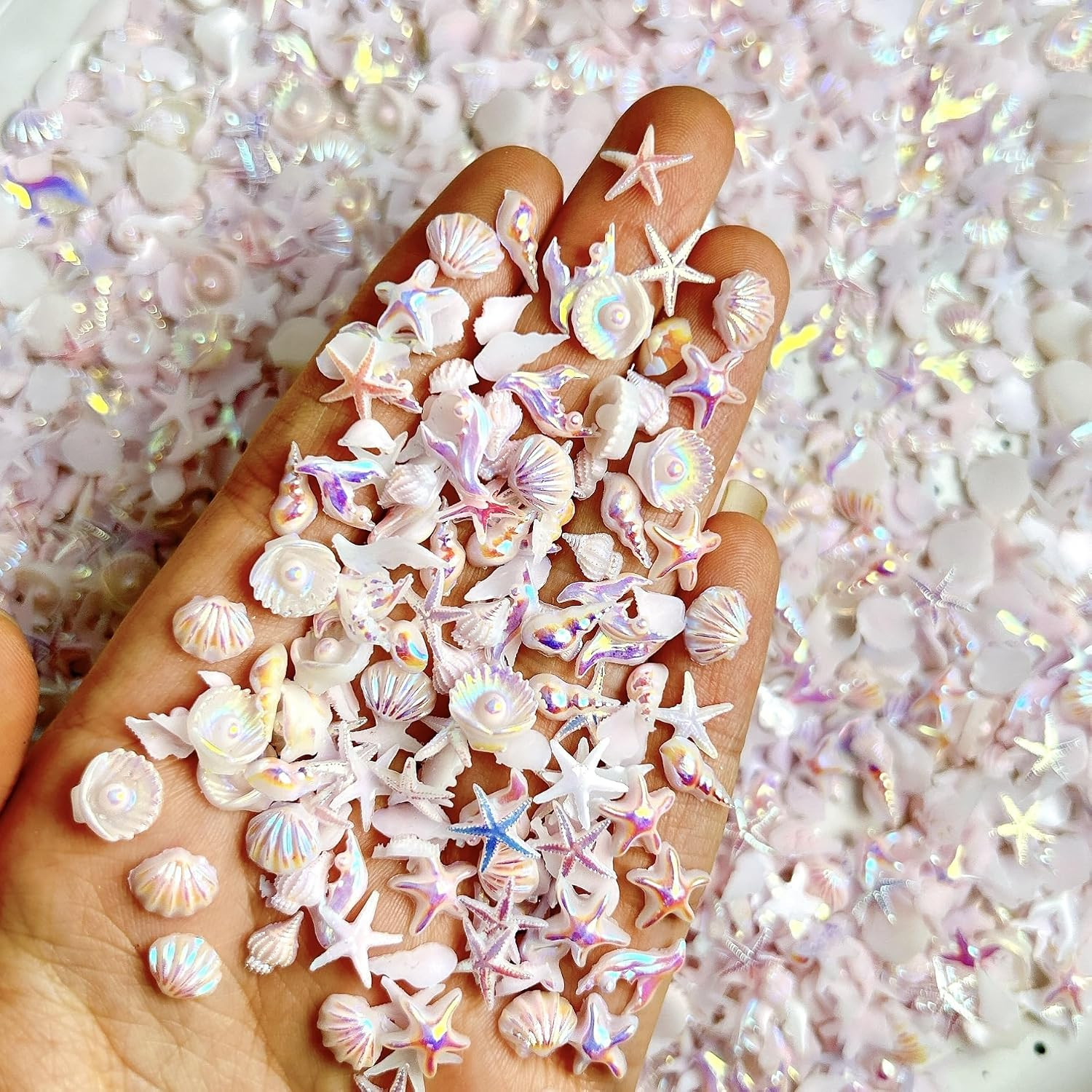 150Pcs Summer Beach Nail Rhinestones Ocean Theme Shell Starfish Conch Nail