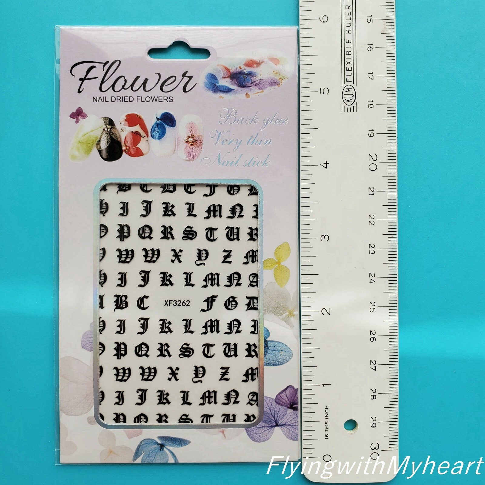 7 Colors Art Old English Letters Latin Roman Nail Decals Sticker XF3262