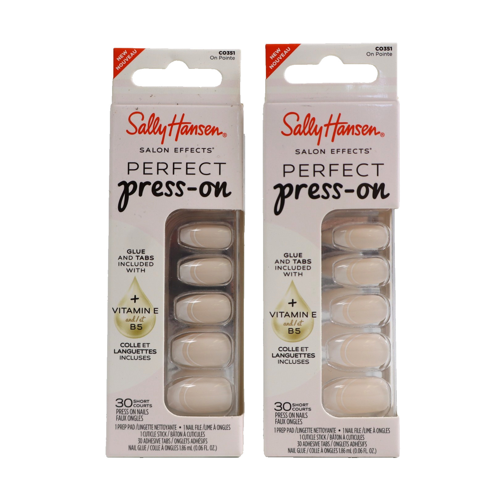 2 PACK Sally Hansen Salon Effects Perfect Press-on Nails, On Pointe CO351