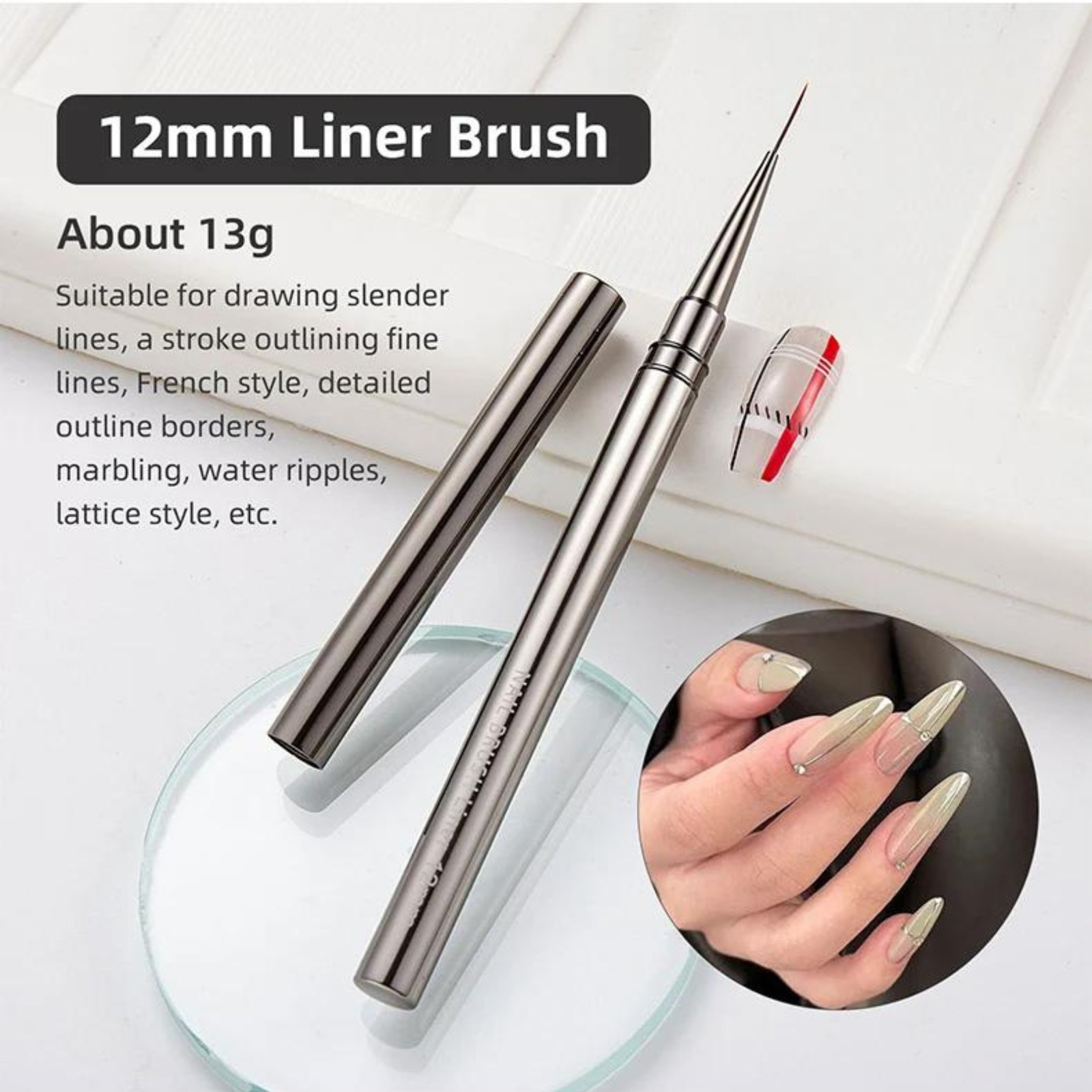 Painting Liner Brush Gel Polish Precision Nail Art Thin Drawing Pen 6/9/12/18mm