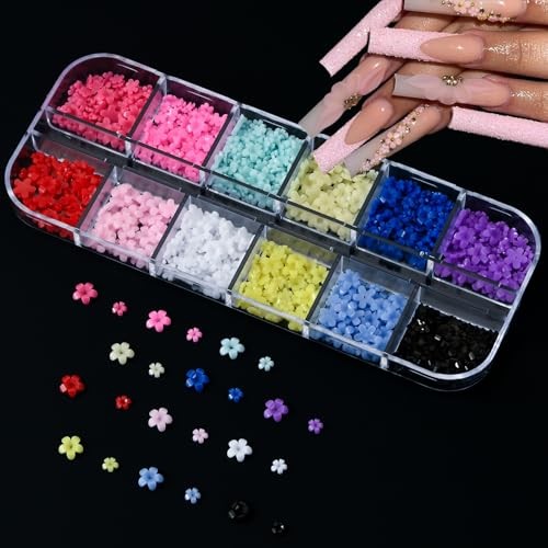 8 Boxes 3D Nail Charms Gems Bulk Flat Back Pearls Stars Flowers Bows Accessories