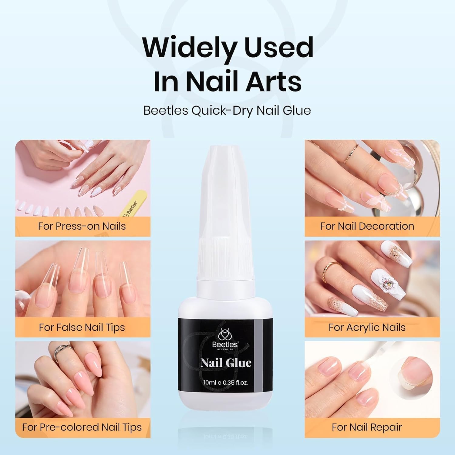 Beetles Nail Glue with Glue Remover Kit, 2 * 10ML Super Strong Easy to Remove…