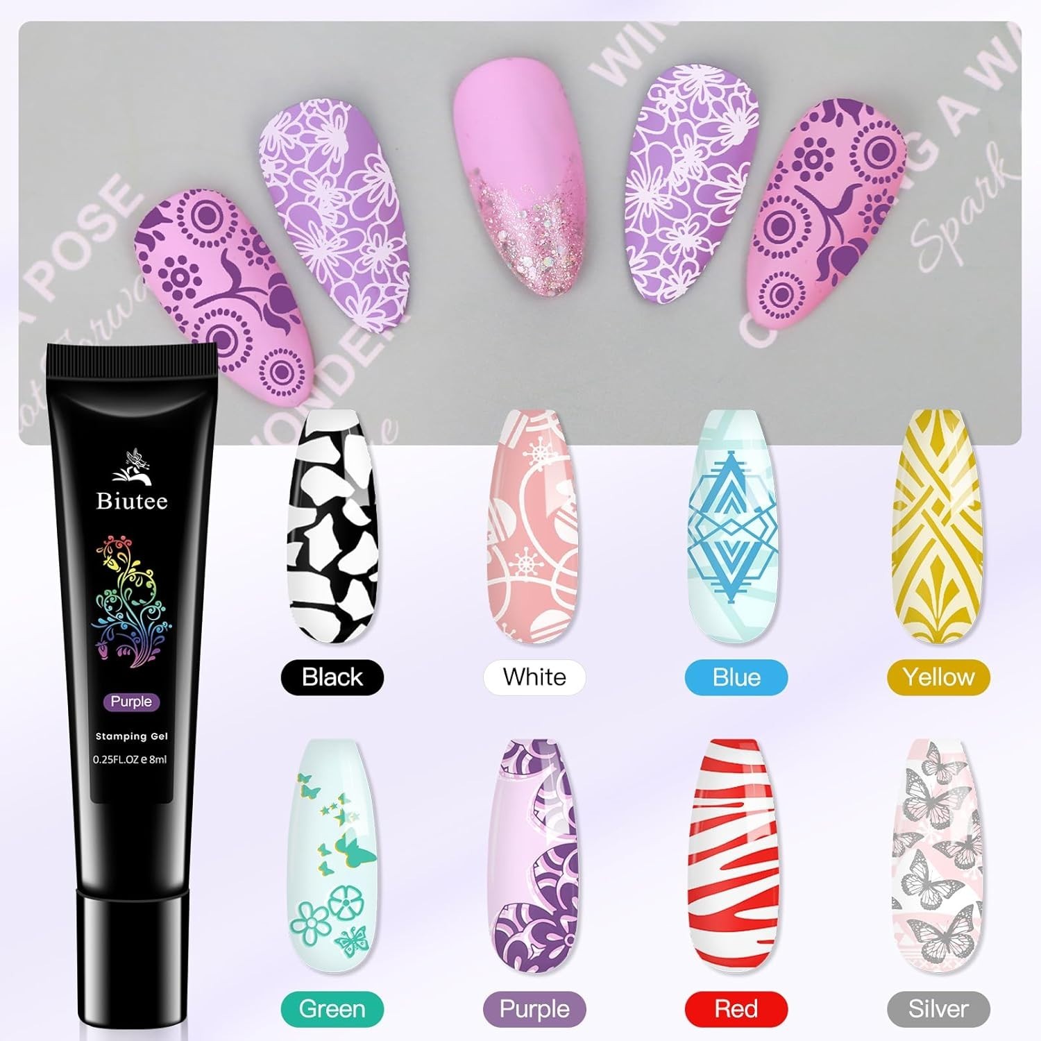 Valentine’s Gift: Nail Art Stamper Kit with 12 Plates & 8 Stunning Gel Polishes