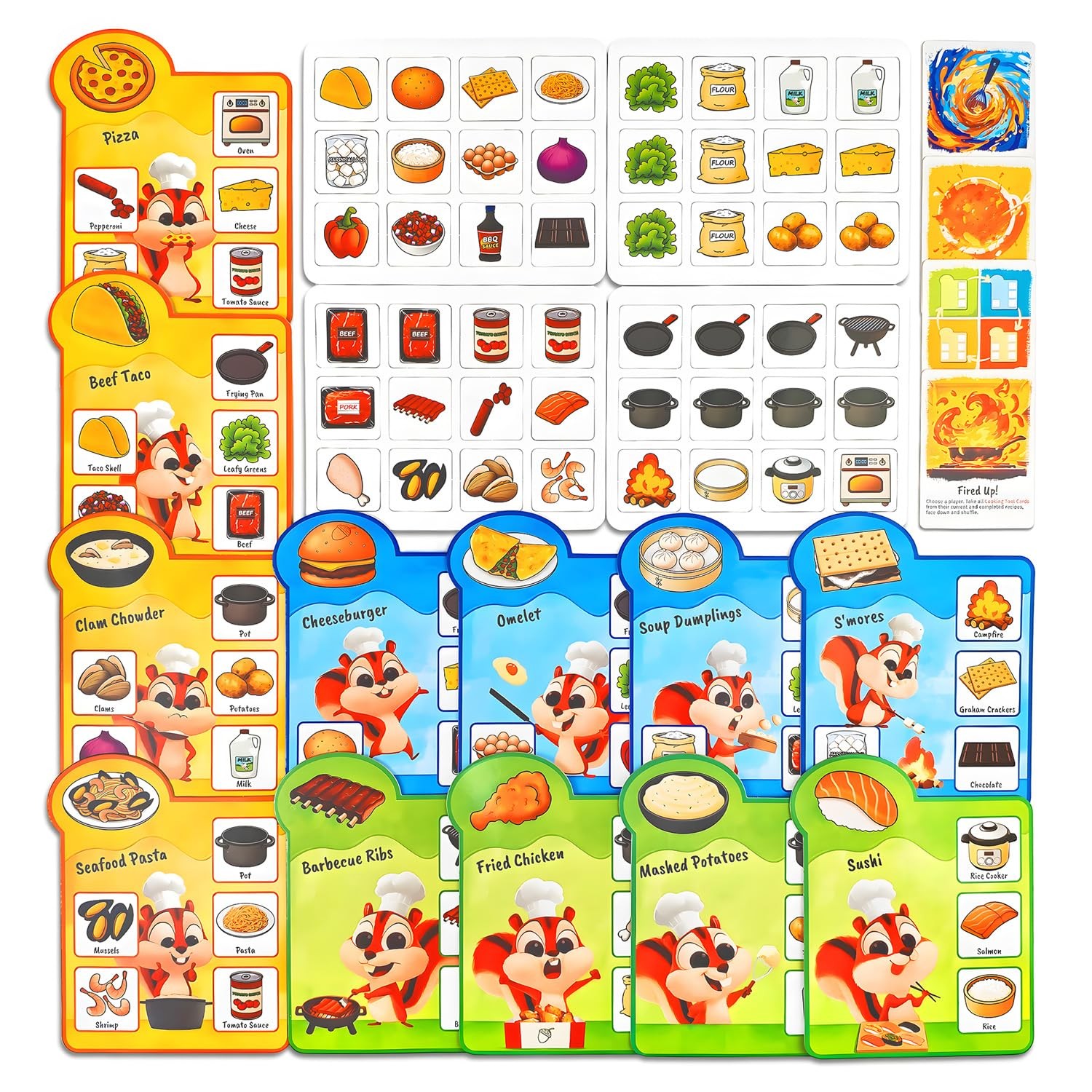 rokt&razo Recipe Rush, Cooking & Matching Card 5.6 x 6.9 1.5 inches, Squirrel