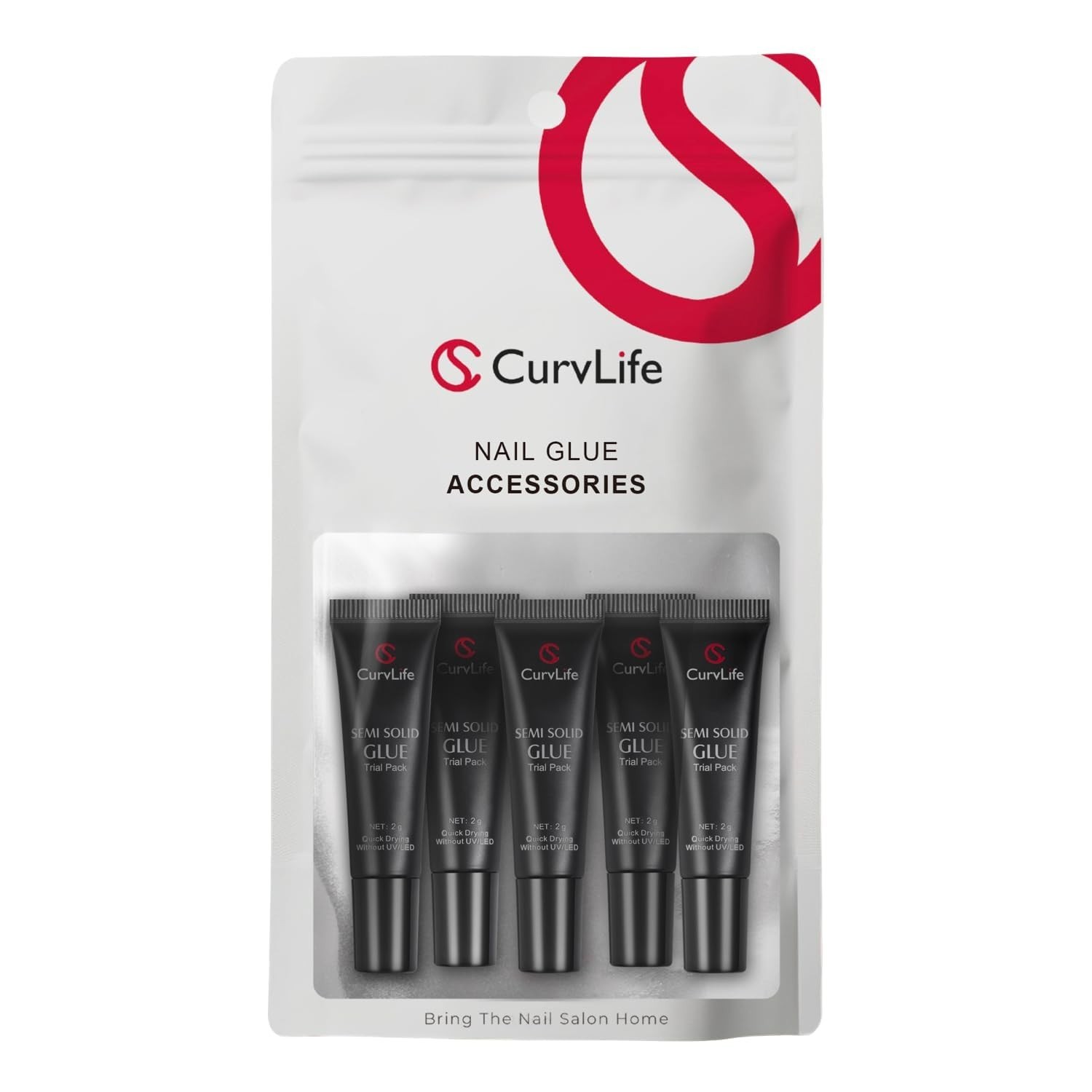 Curvlife Nail Tips Semi Solid Nail Glue 2G (5Pcs) – Super Strong, Soft Glue Gel