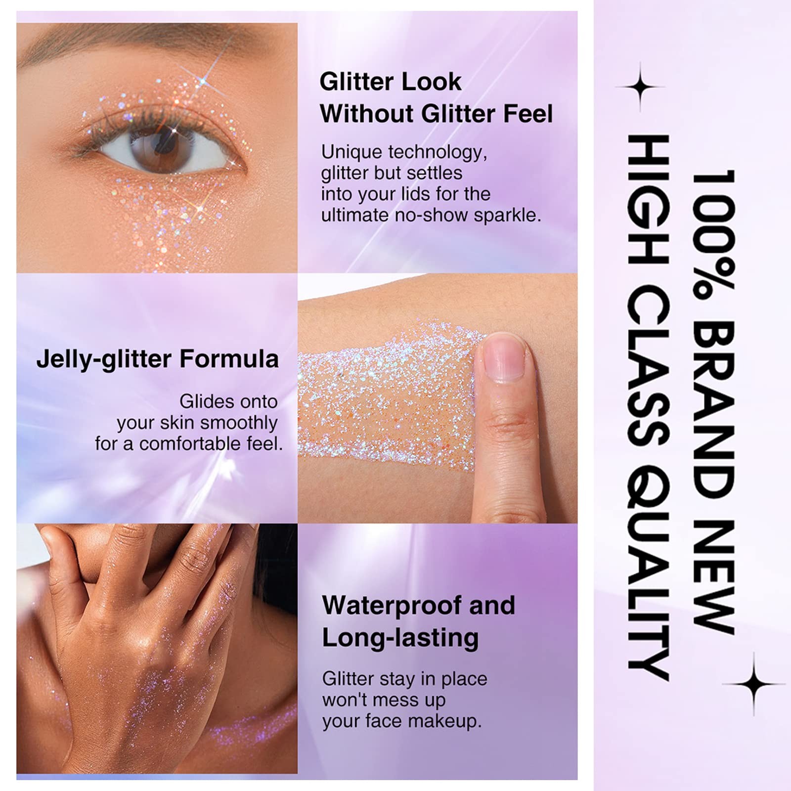 Body Glitter, Joyeee 4pcs Singer Concerts Face Glitter Gel,Mermaid Sequins Fa…