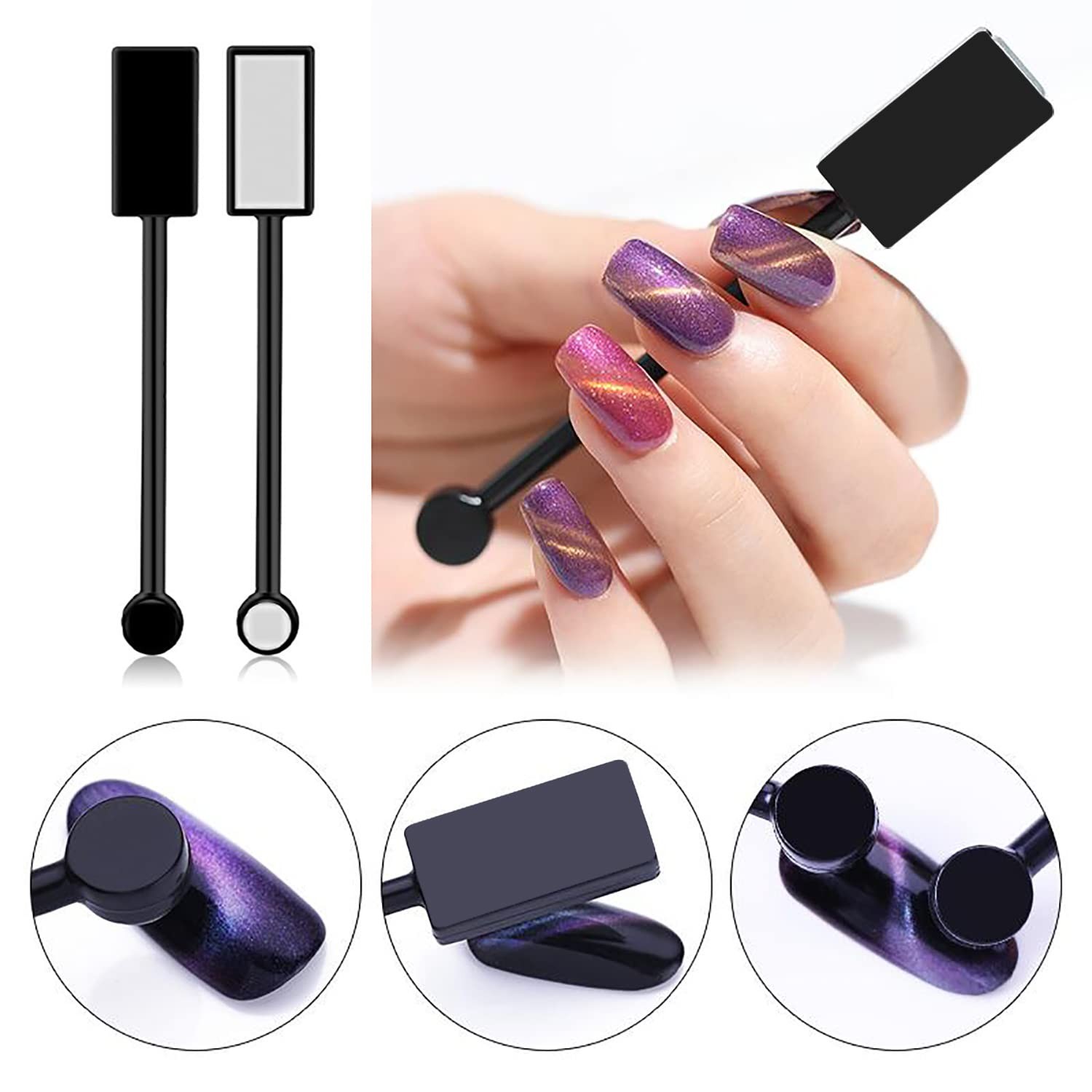 15Pcs Nail Magnet Set Cat Eye Gel Nail Polish Magnet Wand Magnetic Nail