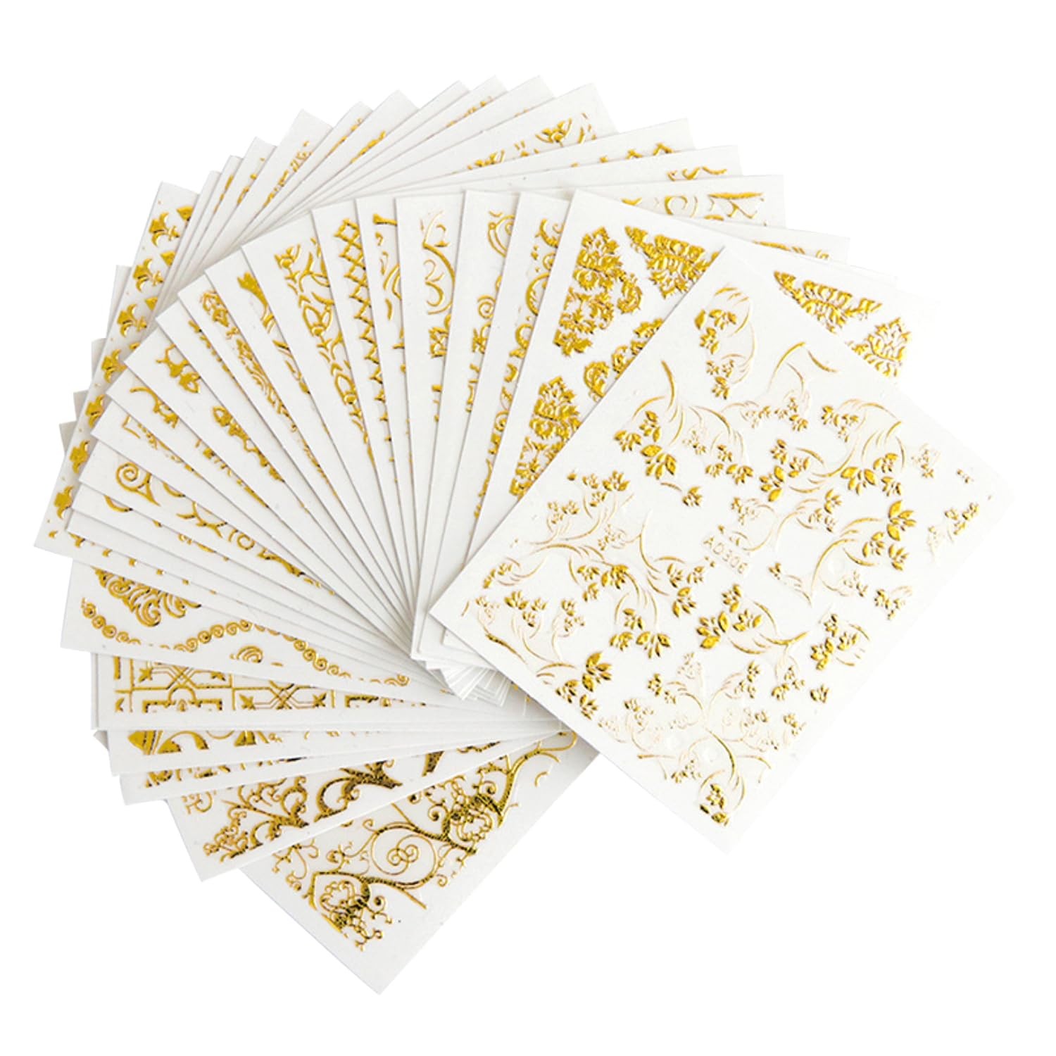 30 Nail Stickers,Gold Lace Flower Nail Art Stickers,3D -Adhesive Nail Decals,…