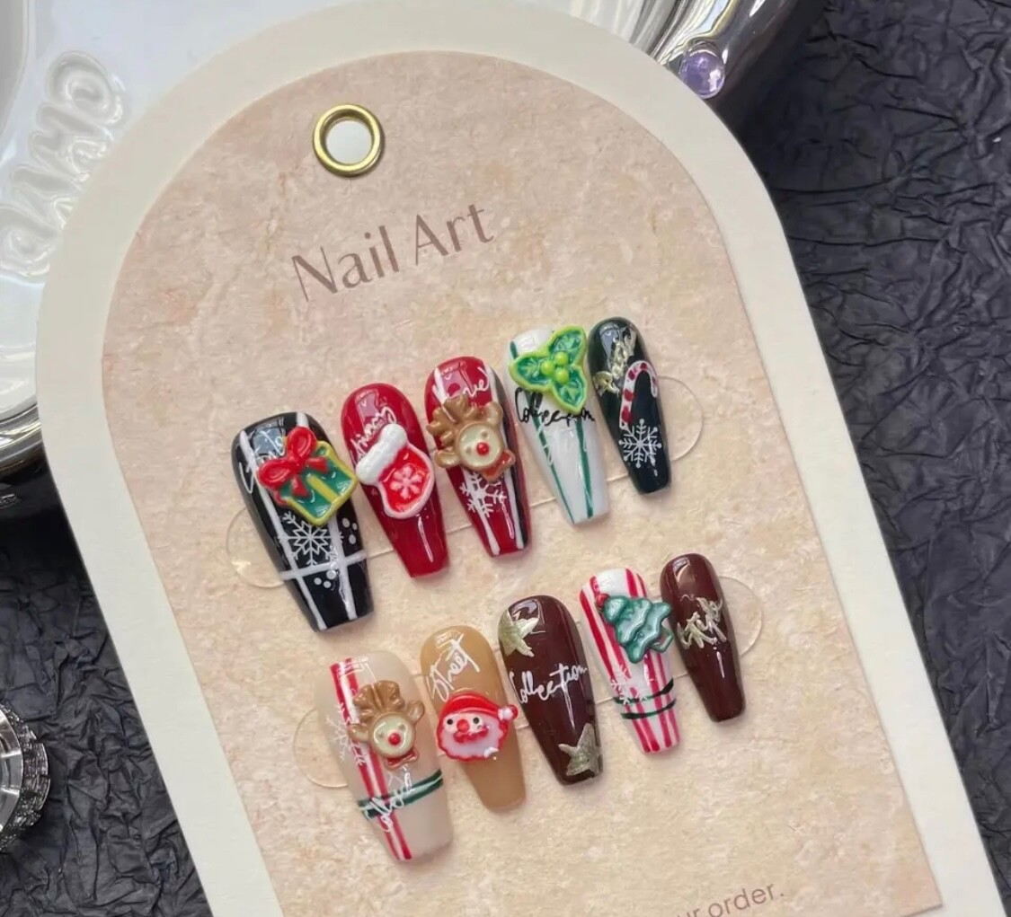 MEDIUM-Length Handmade Press on Nails for Nail Art 10PCS